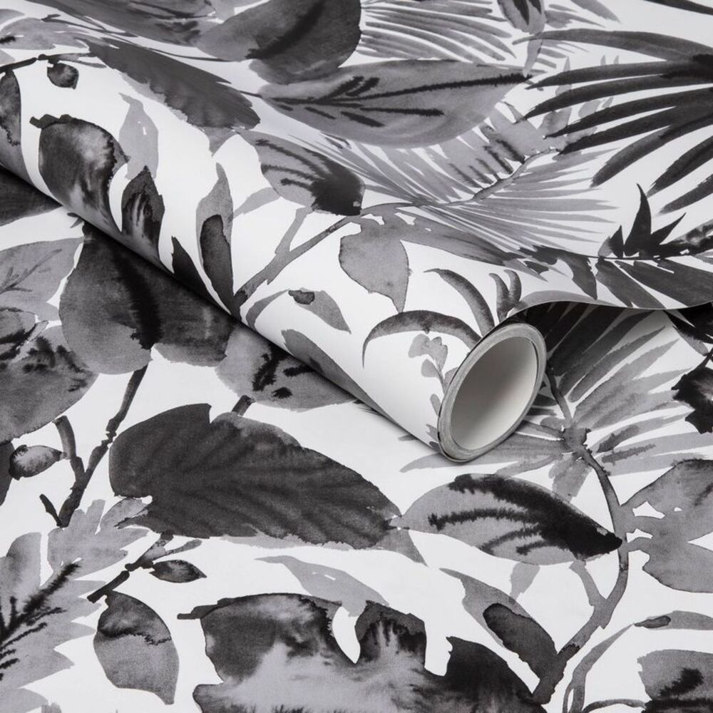Tropical Leaves Peel & Stick Wallpaper Black/White - Vinyl 27.5 Sq Ft